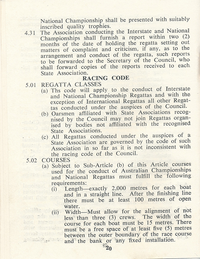 1965 Rowing Australia constitution and rules of racing